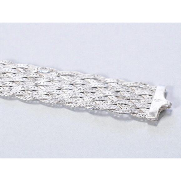 Vintage Italian 925 Silver Braided Chain Bracelet Italy Marked Quality 7" - Picture 4 of 6